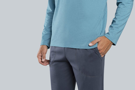 Lion Pánské pyžamo s dlouhým rukávem, kalhoty Italian Fashion - červená/grafitová