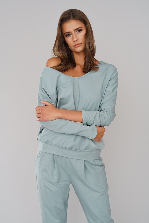 Karina Dámský komplet s dlouhým rukávem, kalhoty Italian Fashion - mint