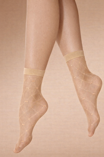 Dámské ponožky Knittex Hold 20 den – ponožky s geometrickým vzorem naturel