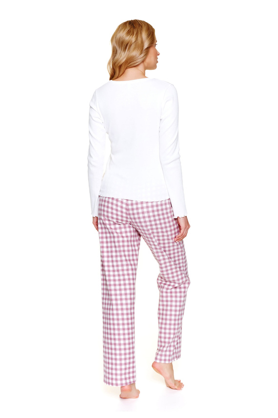 Doctor Nap 7302 - Dámské pyžamo s dlouhými rukávy a kostkovanými kalhotami