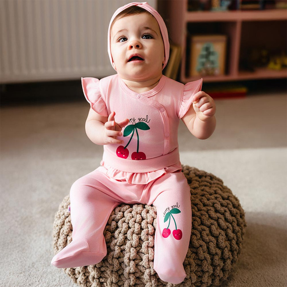 Kojenecké body Eevi Cherry krátký rukáv bavlna pohodlné