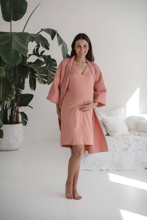 Moon bambusowa koszula nocna ciążowa i do karmienia Milk&Love herbaciana róża