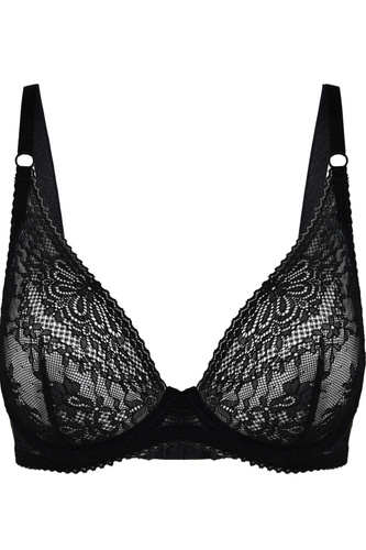 19237 Fancy Mediolano Bralette Black - Krajková nepodšitá podprsenka