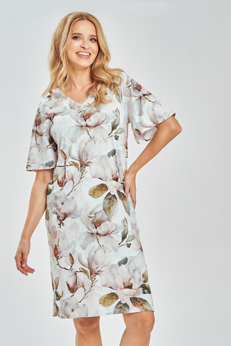 3534 Dámská noční košile Aphrodite - 100% bavlna, výstřih do V, květinový potisk