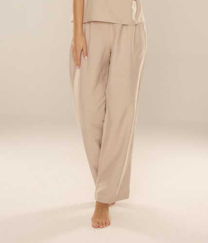 Maeve 875 De Lafense dámské pyžamové kalhoty - dlouhé, hladké, s kapsami - pískové