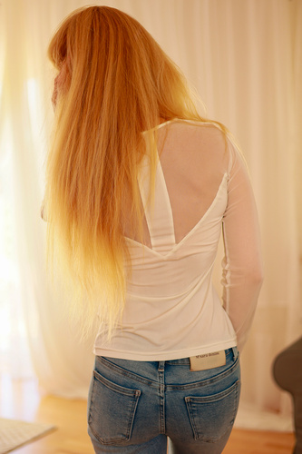 Dámská halenka Fargo Mirale - mikrovlákno, průhledné rukávy a záda, dlouhý rukáv - ecru barva