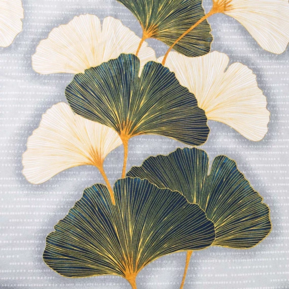 31510/1 Flannelove Darymex šedozelené listy ginkga - sada, 100% bavlna, hřejivá a měkká