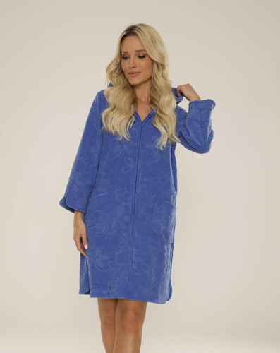 409 Žakárový krátký dámský župan De Lafense - denim