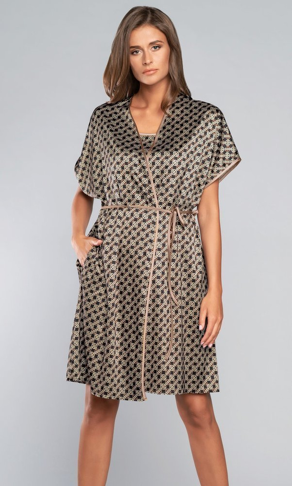 Župan Ellipse s krátkým rukávem Italian Fashion - hnědý