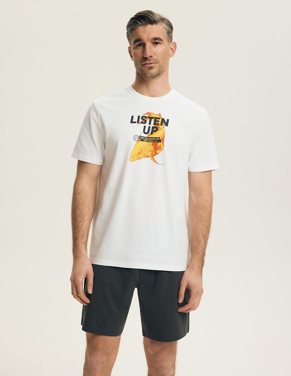 Pánské bavlněné pyžamo Henderson 44504 Bait bílé pohodlný set