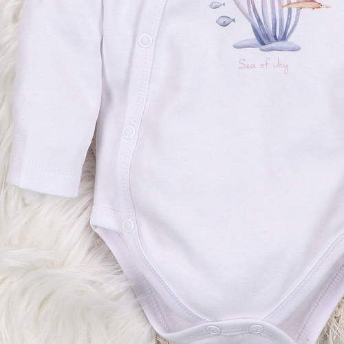 ABN-5472 Underwater World obálkové body s dlouhým rukávem Nini white- organická bavlna, pro kojence