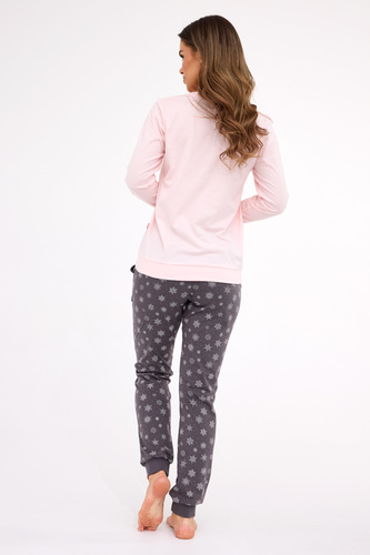 163/461 Snow Dámské pyžamo Cornette růžová bavlna, dlouhý rukáv | Pohodlí a zimní styl