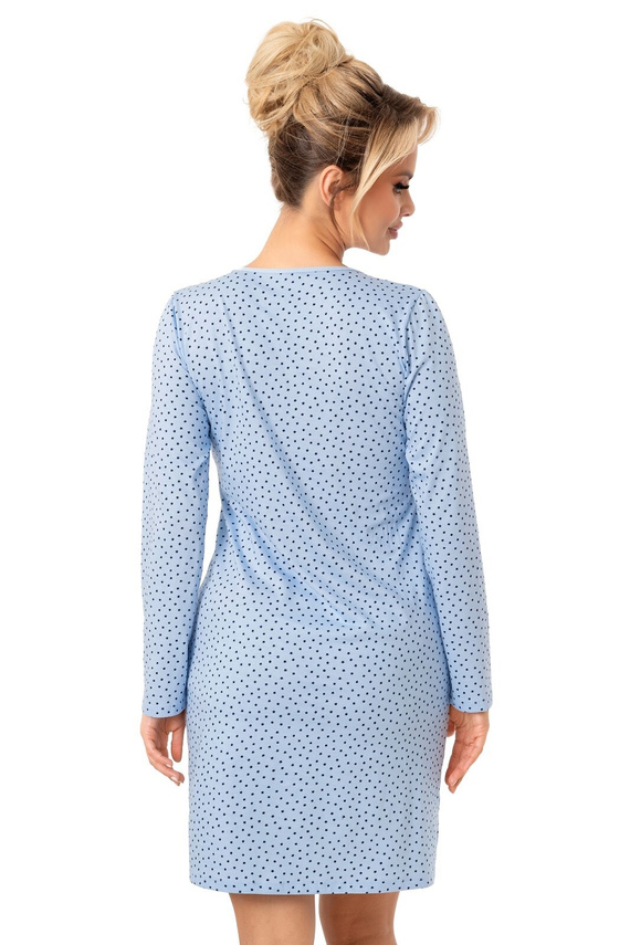 Noční košile Donna Star blue - bavlněná, s dlouhým rukávem, balená v plastovém sáčku