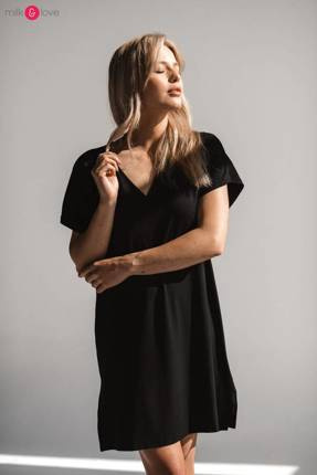 Moon bambusowa koszula nocna ciążowa i do karmienia Milk&Love czarny