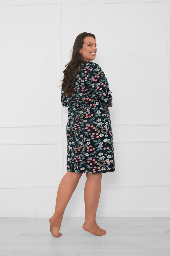 Dámská bavlněná noční košile s 3/4 rukávy Lucja - květinový vzor Italian Fashion