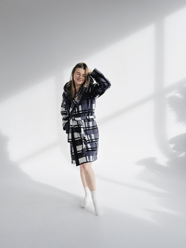 031 De Lafense županová deka - hřejivý fleecový dámský župan Super Cozy, šedý