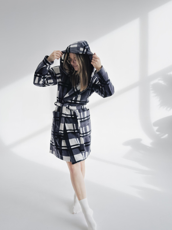 031 De Lafense županová deka - hřejivý fleecový dámský župan Super Cozy, šedý