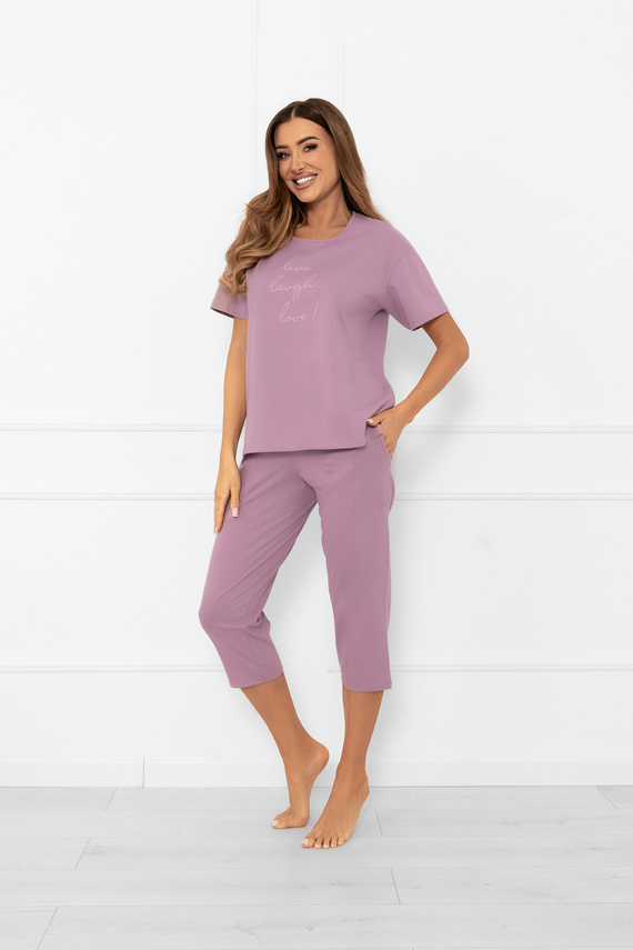 Dámské pyžamo Ksara - krátký rukáv, 3/4 kalhoty, bavlna Italian Fashion - heather