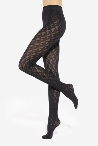 Loretta 155 Gatta dámské punčochové kalhoty - geometrický vzor, 50 den, matné - nero