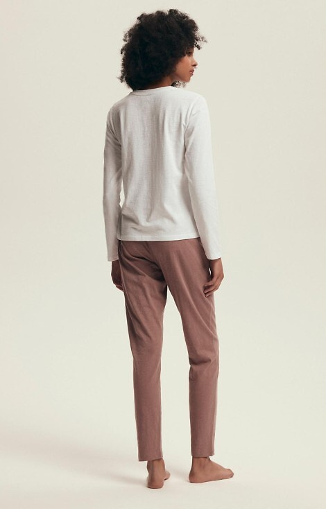 43701 Delanie Henderson dámské pyžamo prachově růžové - bavlna, dlouhý rukáv a kalhoty