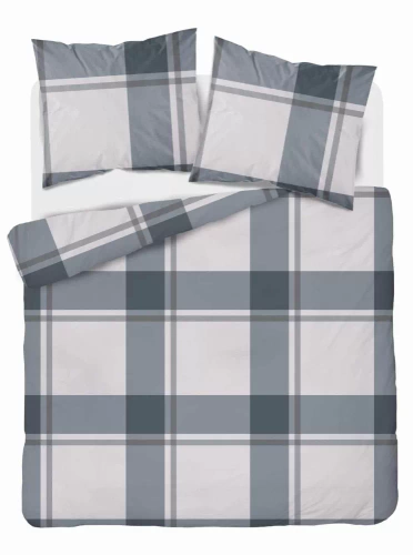 5218 A Pościel satynowa kratka Detexpol szary