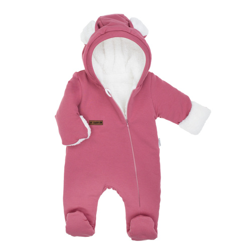 216270 Lala Luna Nicol tepláky - růžová dětská kombinéza s ušima, velikost 56-68