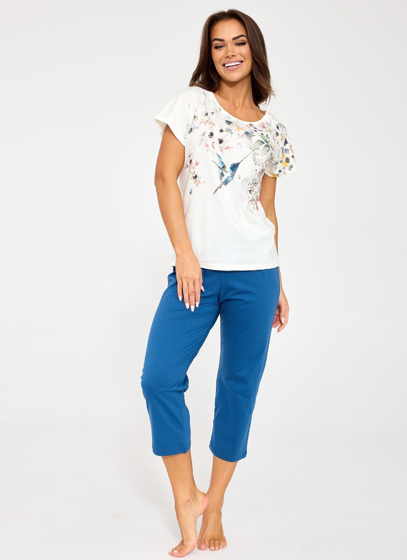 Cornette Floris 369/345 ecru – dámské pyžamo 100% bavlna 7/8