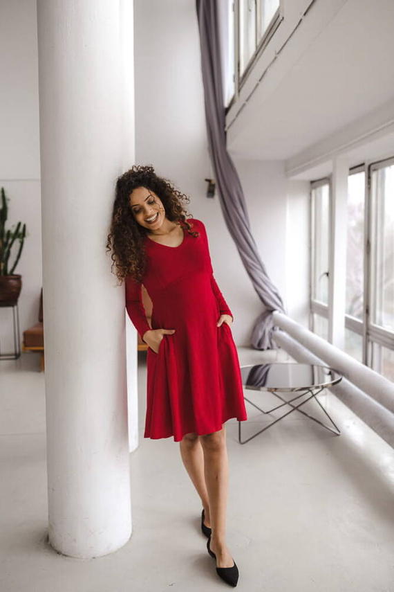 Mama sukienka ciążowa i do karmienia Milk&Love karminowa czerwień
