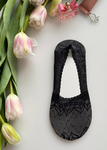 Dámské balerínkové ponožky Magnetis krajkové se silikonem – neviditelné black