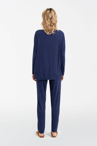 Akord Dámský komplet s dlouhým rukávem a dlouhými kalhotami Italian Fashion - tmavě modrý