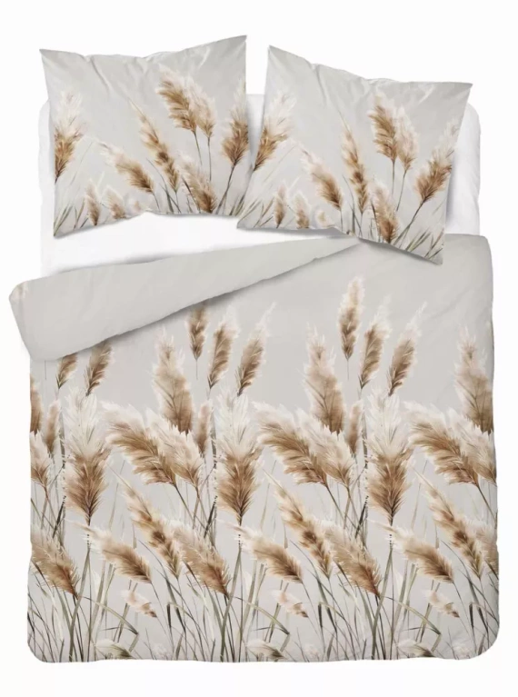 5329 B Pościel satynowa Trawy pampasowe Detexpol szary