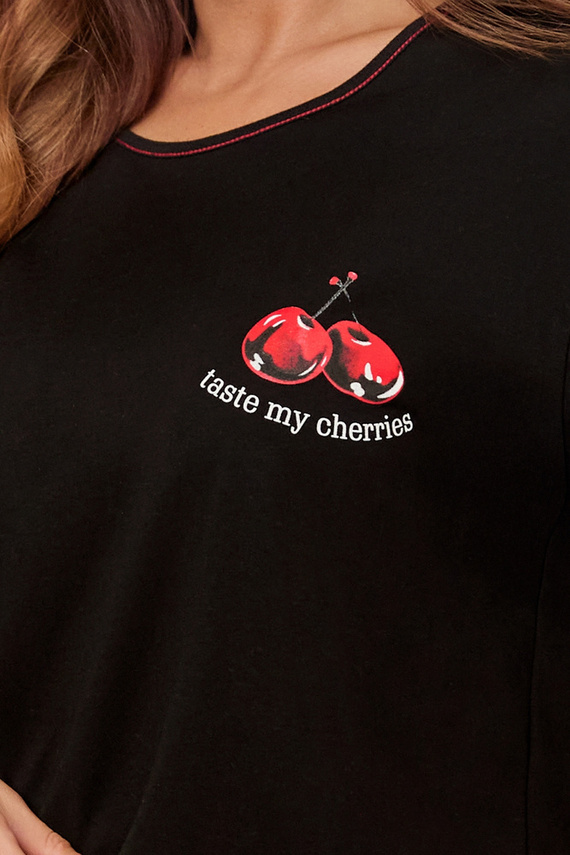 Cherry Dámské pyžamo s krátkým rukávem, krátké kalhoty Italian Fashion - černá/potisk