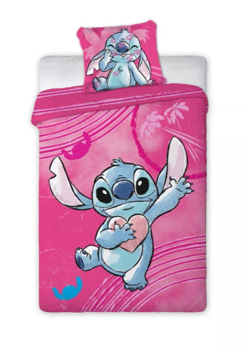 Lilo a Stitch Roztomilé bavlněné povlečení růžové | Disney | Jerry Fabrics dětské povlečení