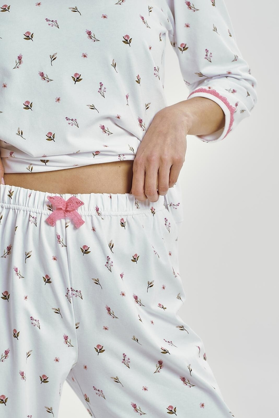 Elodie 3432 Taro dámské pyžamo bílé bavlněné 3/4 rukávy pohodlné