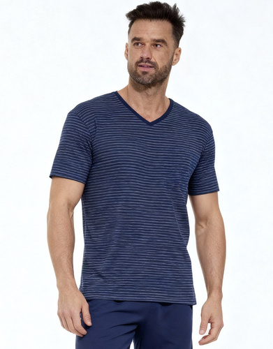 330/50 Různá pyžama Cornette - pánské bavlněné pyžamo s pruhovanou košilí a plnými šortkami