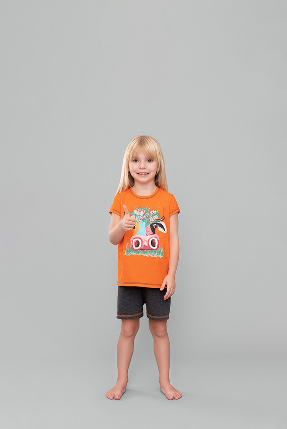 Blond dívčí pyžamo Italian Fashion - oranžová/tmavý melír