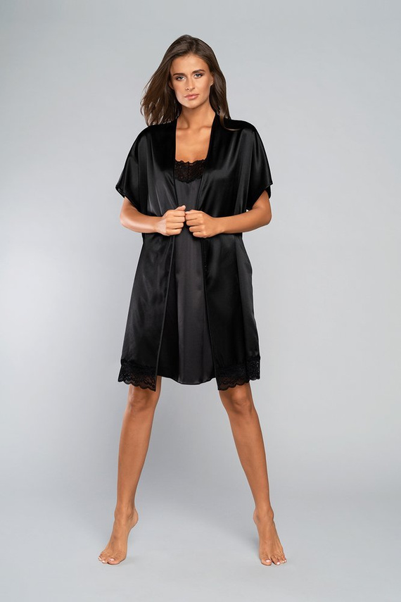 Touch Župan s krátkým rukávem Italian Fashion - černý