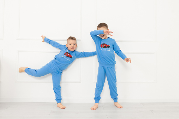 Chlapecké pyžamo Gordo - bavlna, dlouhý rukáv a kalhoty na šňůrku Italian Fashion - modré