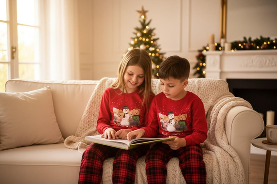 594/185 592/185 Dívčí pyžamo Winter Cornette - vánoční, červené, bavlna