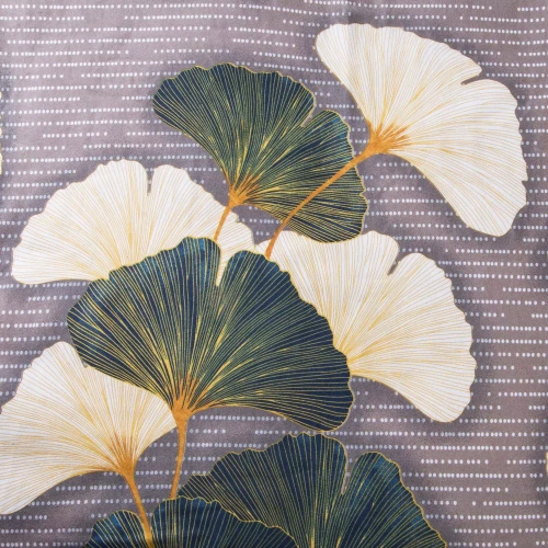 31510/2 Flanelové povlečení Darymex béžové zelené listy ginkgo - sada, 100% bavlna, hřejivé a měkké