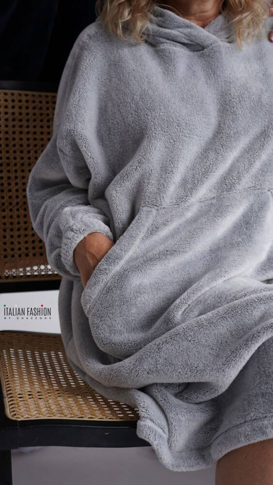 Forio Blůza s kapucí unisex Italská móda - šedá