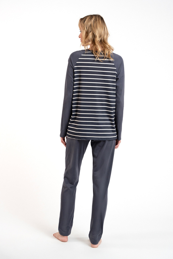 Oda Dámské pyžamo s dlouhým rukávem a dlouhými kalhotami Italian Fashion - grafitový/grafitový potisk