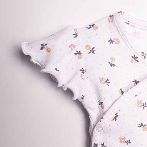 Dívčí bavlněné body s krátkým rukávem, květinový vzor – Nicol, 220094