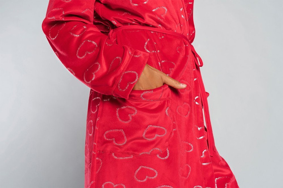 Elixir Dámský župan s kapsami Italian Fashion - červený/potisk