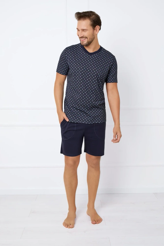 Gerard Pánské pyžamo s krátkým rukávem, šortky Italian Fashion - potisk/zelená