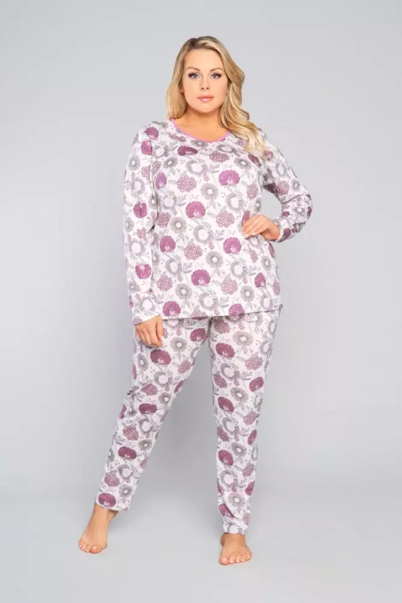 Dámské pyžamo s dlouhým rukávem, kalhoty Lobelia Italian Fashion -