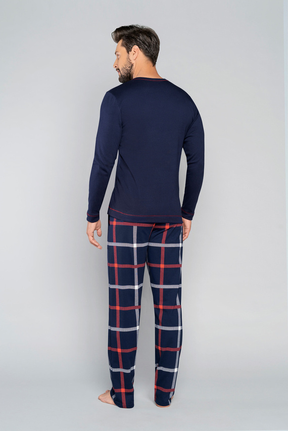 Horton Pánské pyžamo s dlouhým rukávem, dlouhé kalhoty Italian Fashion - tmavě modrá/potisk