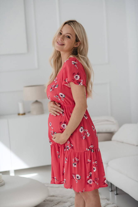 Lovely Dress sukienka ciążowa i do karmienia krótki rękaw Milk&Love koralowy