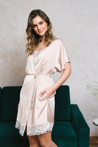 Dotykový župan s krátkým rukávem Italian Fashion - béžový