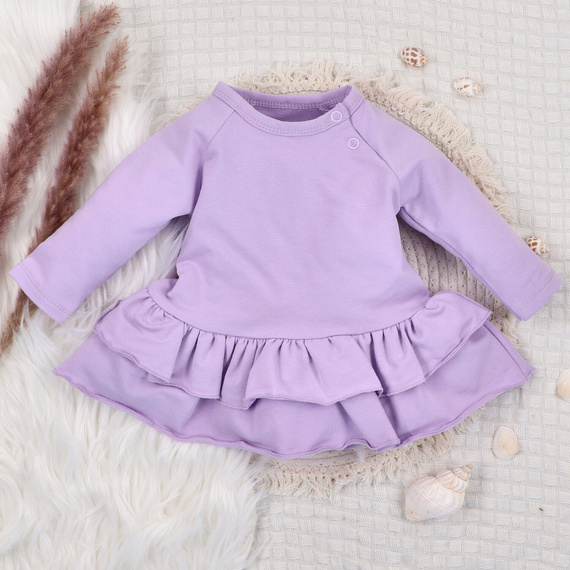 ABN-5487 Dětské šaty Underwater World Nini - organická bavlna, fialové, dlouhý rukáv